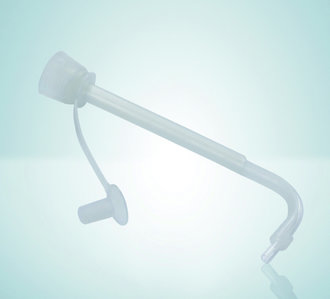 Discharge tube units, continuous tube guide, for bottle-top dispensers and digital burettes