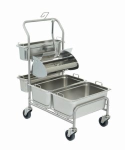 Cleaning trolleys Clino® CR1 FP-GMP / Clino® CR3 FP-GMP with flat wringer Ringo GMP®, stainless steel