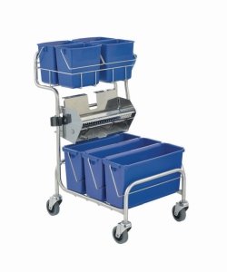 Cleaning trolleys Clino® CR6 FP with flat wringer, stainless steel