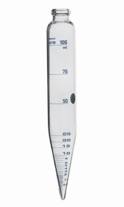 ASTM centrifuge tube, cylindrical, with conical base, borosilicate glass 3.3