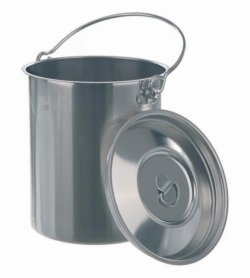 Transport containers with lid and handle, 18/10 steel
