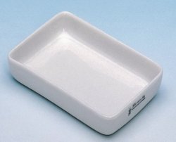 Incinerating dishes, porcelain, rectangular
