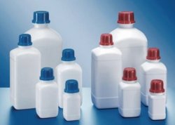 Square reagent bottles, HDPE