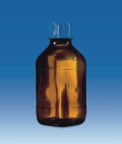 Threaded bottles, soda-lime glass, brown, with screw cap