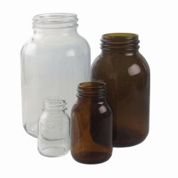 Wide-mouth bottles, soda-lime glass