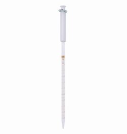 Graduated pipettes with piston, Soda-lime glass, amber stain graduation