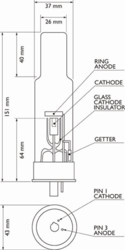 Hollow Cathode,  Multi Element Lamps, 37 mm (1.5) diameter